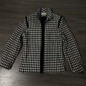 Conrad C Black and White Houndstooth Jacket Straight Fit Patterned Jacket
